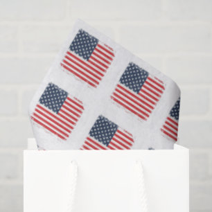 Retro 4th of July Chequerboard Patriotic StarStrip Tissue Paper