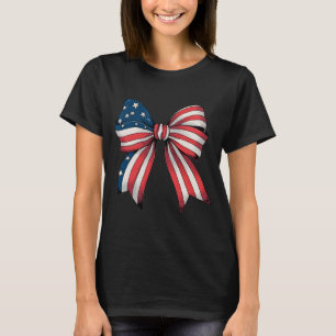 Retro 4th Of July Coquette Bows Aamerican Flag Usa T-Shirt