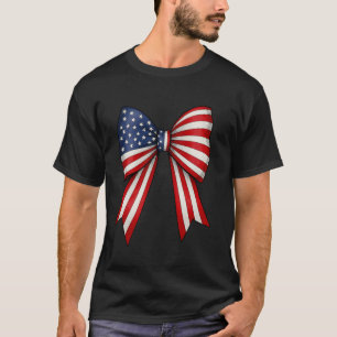 Retro 4th of July Coquette Bows American Flag USA T-Shirt
