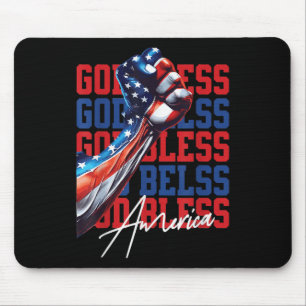 Retro 4th Of July God Bless America Patriotic Chri Mouse Mat