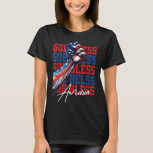 Retro 4th Of July God Bless America Patriotic Chri T-Shirt