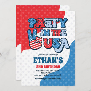 Retro 4th Of July Party In The USA Birthday Party Invitation