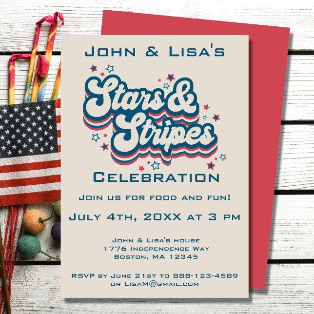 Retro 4th of July Party Invitation  (Celebrate the 4th with this retro party invitation. )