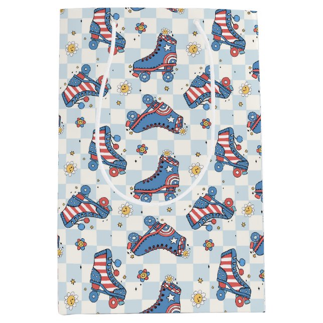 Retro 4th of July Roller Skates Medium Gift Bag (Front)