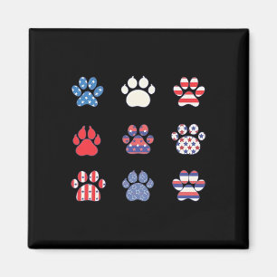 Retro 4th Of July Veterinarian Usa Flag Dog Paw Lv Magnet