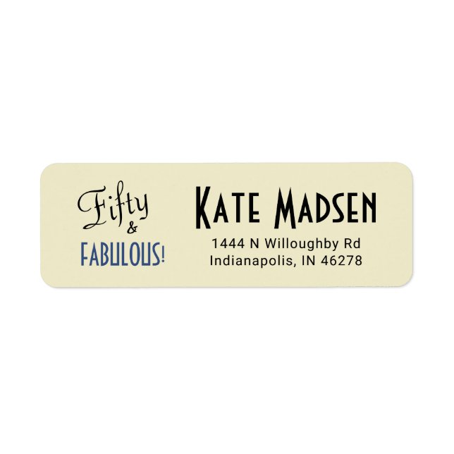 Retro 50 & FABULOUS Script Typography Address (Front)
