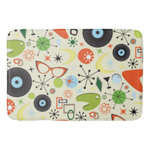 Retro 50's 60's Vintage Fashion Pattern Bath Mat