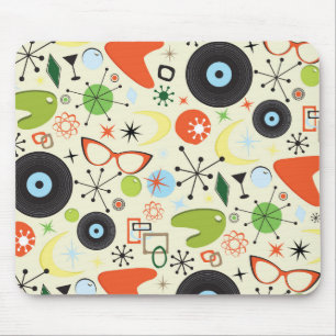 Retro 50's 60's Vintage Fashion Pattern Mouse Mat