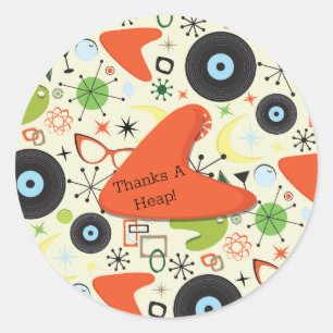 Retro 50's 60's Vintage Fashion Pattern Party Classic Round Sticker