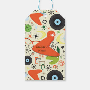 Retro 50's 60's Vintage Fashion Pattern Party Gift Tags