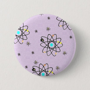 Retro 50s Atomic Print Lavender Apparel & Gifts 6 Cm Round Badge