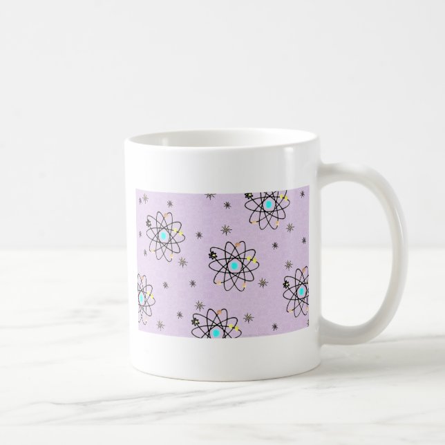 Retro 50s Atomic Print Lavender Apparel & Gifts Coffee Mug (Right)