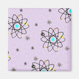Retro 50s Atomic Print Lavender Apparel & Gifts Magnet