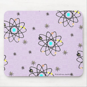 Retro 50s Atomic Print Lavender Apparel & Gifts Mouse Mat