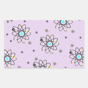 Retro 50s Atomic Print Lavender Apparel & Gifts Rectangular Sticker