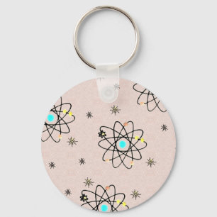 Retro 50s Atomic Print Pink Apparel & Gifts Key Ring