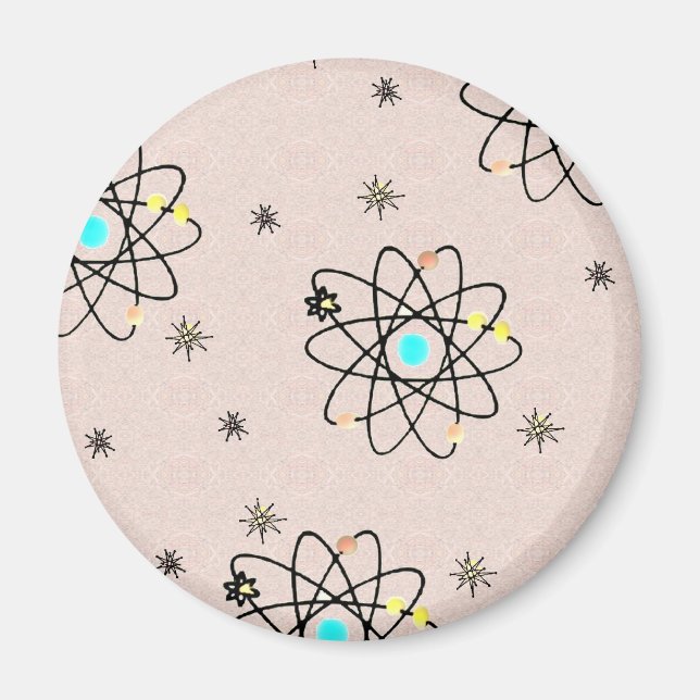 Retro 50s Atomic Print Pink Apparel & Gifts Magnet (Front)