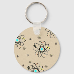 Retro 50s Atomic Print Sand Apparel & Gifts Key Ring
