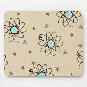 Retro 50s Atomic Print Sand Apparel & Gifts Mouse Mat