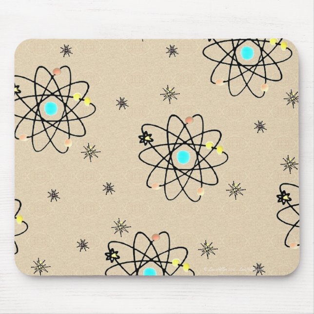 Retro 50s Atomic Print Sand Apparel & Gifts Mouse Mat (Front)