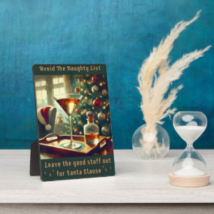 Retro 50s Avoid The Naughty List Christmas Martini Plaque