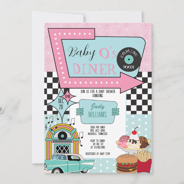 Retro 50s Baby Shower Invitation (Front)