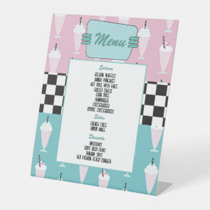 Retro 50s Birthday Party  Menu Pedestal Sign