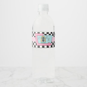 Retro 50s Birthday Party   Water Bottle Label
