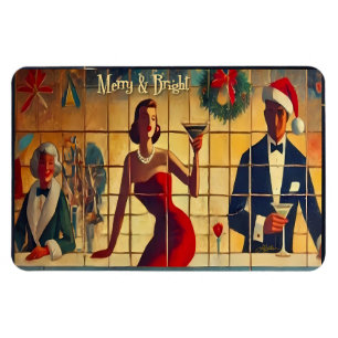 Retro 50s Christmas Eve Bar Last Call Martini Magnet