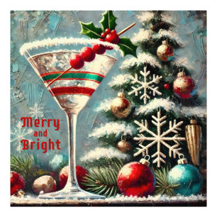 Retro 50s Cranberry Snowflake Christmas Martini Photo Print