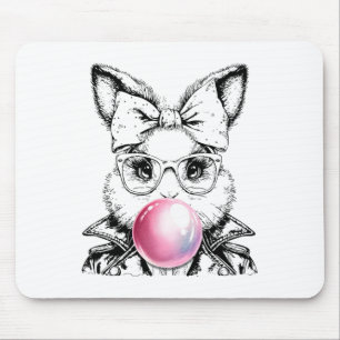 Retro 50's Cute Easter Bunny Blowing Bubble Gum 1 Mouse Mat