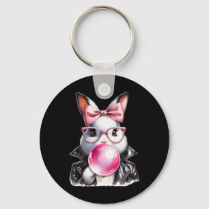 Retro 50's Cute Easter Bunny Blowing Bubble Gum 4 Key Ring