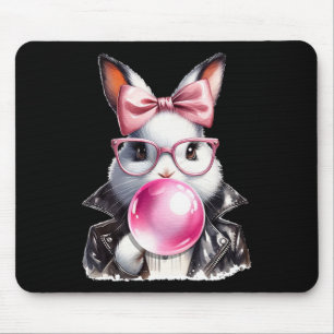 Retro 50's Cute Easter Bunny Blowing Bubble Gum 4 Mouse Mat