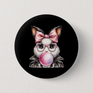 Retro 50's Cute Easter Bunny Blowing Bubble Gum 5 6 Cm Round Badge