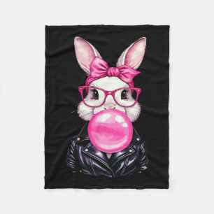 Retro 50's Cute Easter Bunny Blowing Bubble Gum 7 Fleece Blanket