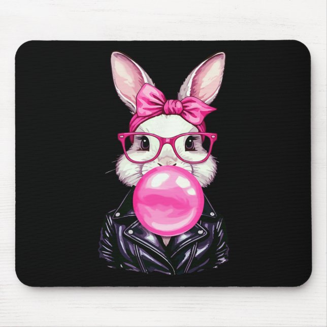 Retro 50's Cute Easter Bunny Blowing Bubble Gum 7  Mouse Mat (Front)