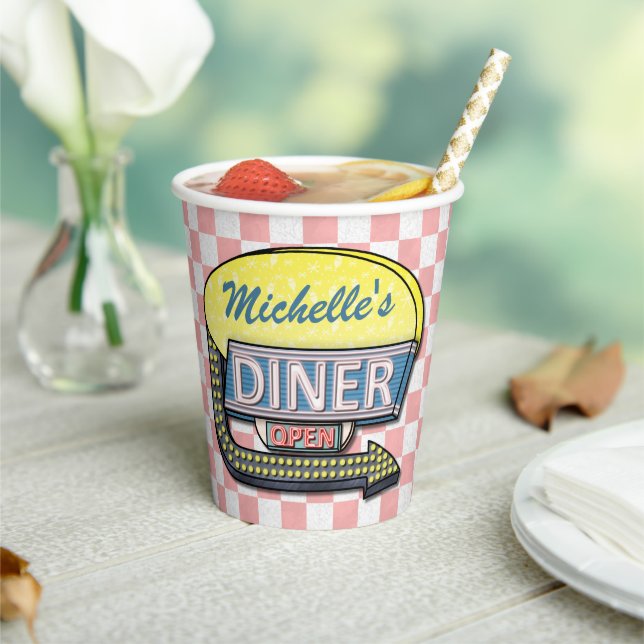 Retro 50s Diner Sock Hop Birthday Party Theme Paper Cups (Insitu)