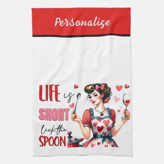 Retro 50s Glam Housewife Funny Sarcastic Humour Tea Towel (Vertical)