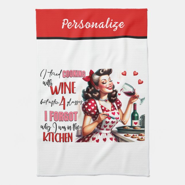 Retro 50s Glam Housewife Funny Sarcastic Humour Tea Towel (Vertical)