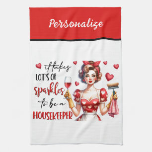 Retro 50s Glam Housewife Funny Sarcastic Humour Tea Towel