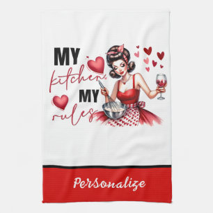 Retro 50s Glam Housewife Funny Sarcastic Humour Tea Towel