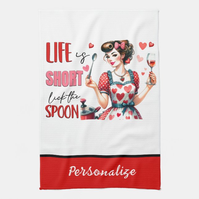 Retro 50s Glam Housewife Funny Sarcastic Humour Tea Towel (Vertical)