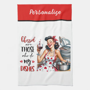 Retro 50s Glam Housewife Funny Sarcastic Humour Tea Towel