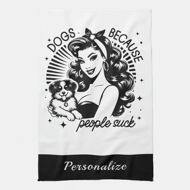 Retro 50s Housewife Funny Sarcastic Humour Tea Towel (Vertical)