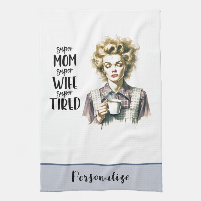 Retro 50s Housewife Funny Sarcastic Humour Tea Towel (Vertical)