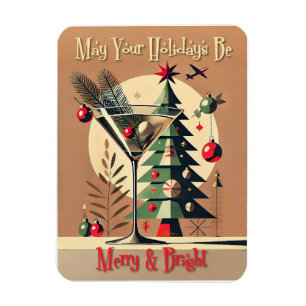 Retro 50s Jet Set Christmas Tree Martini Magnet