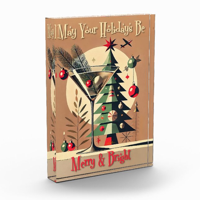 Retro 50s Jet Set Christmas Tree Martini Photo Block (Left)
