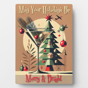 Retro 50s Jet Set Christmas Tree Martini Plaque