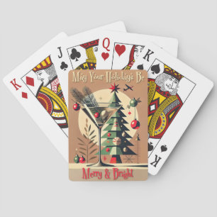 Retro 50s Jet Set Christmas Tree Martini Playing Cards