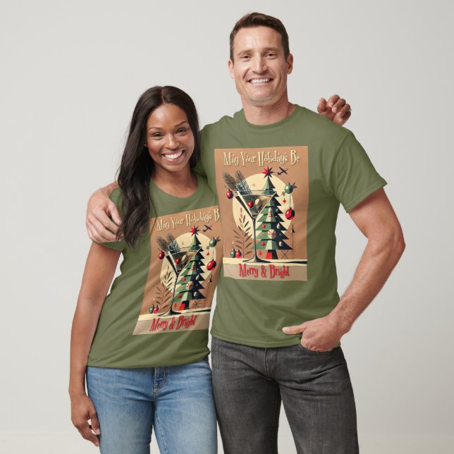Retro 50s Jet Set Christmas Tree Martini T-Shirt (Unisex)